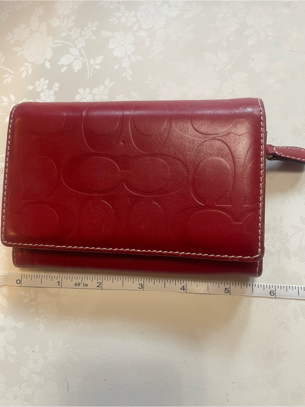Coach Red Embossed Leather Women's Wallet